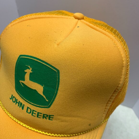 Vintage John Deere Cap Hat Trucker Style Mesh Nissun Yellow Snap Back - Picture 3 of 11